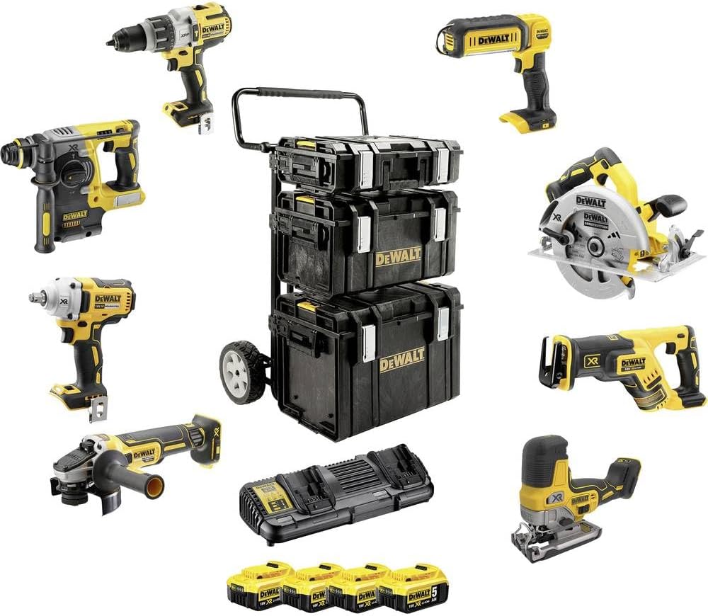 ديوالت سيت 8 قطع XR بدون فحمات مع 4 بطاريات وشاحن DCK856P4-QW