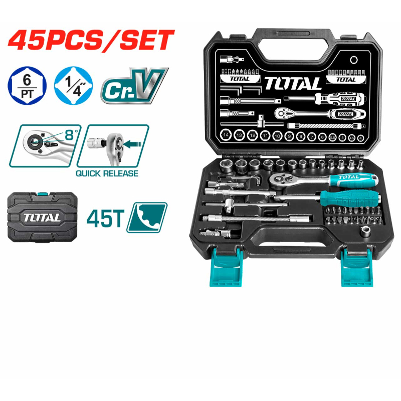 توتال سيت لقم 45 قطعة 1/4 انش THT141451