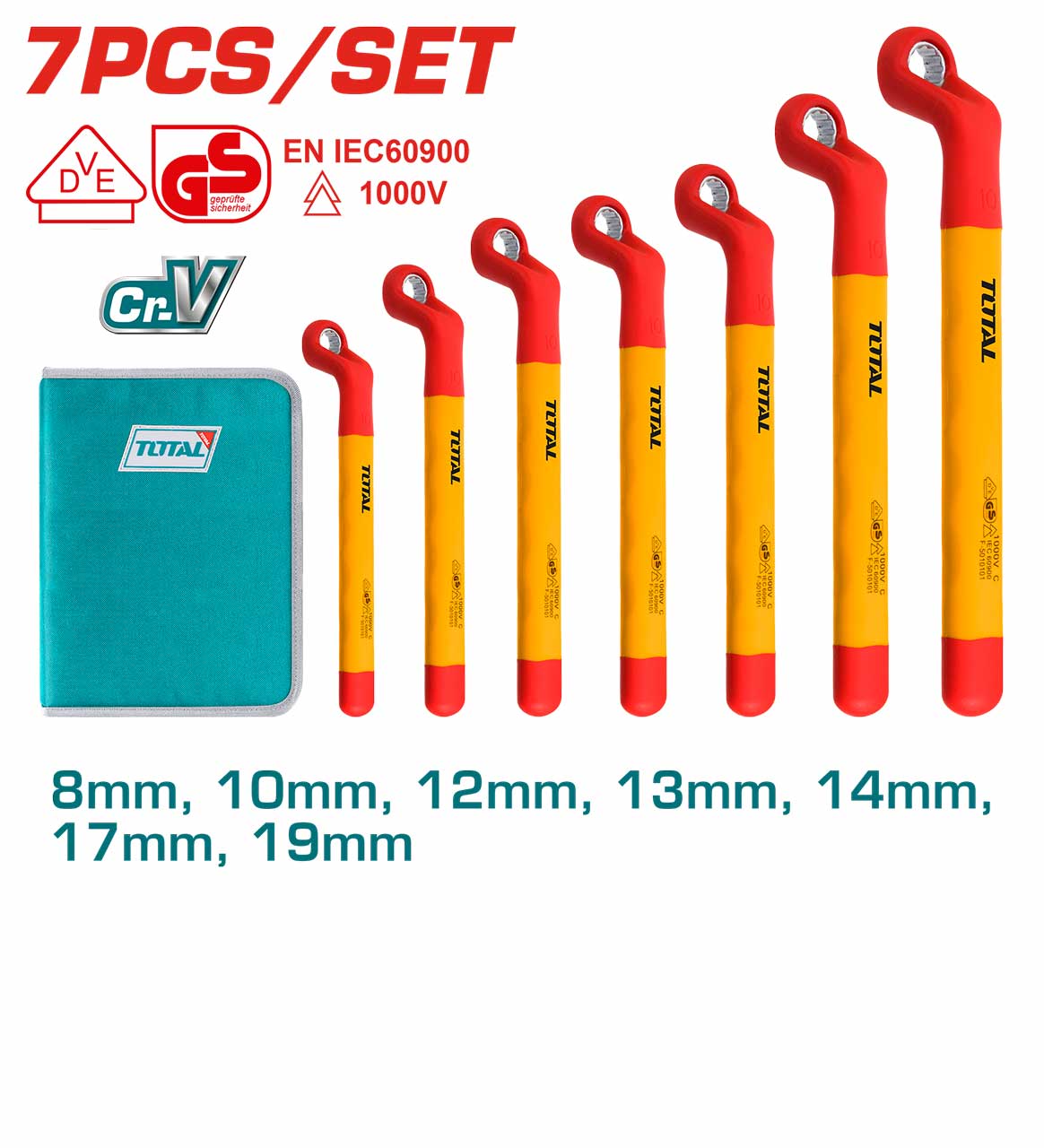 TOTAL Insulated Ring Wrench Set 7Pcs THKISPA0702