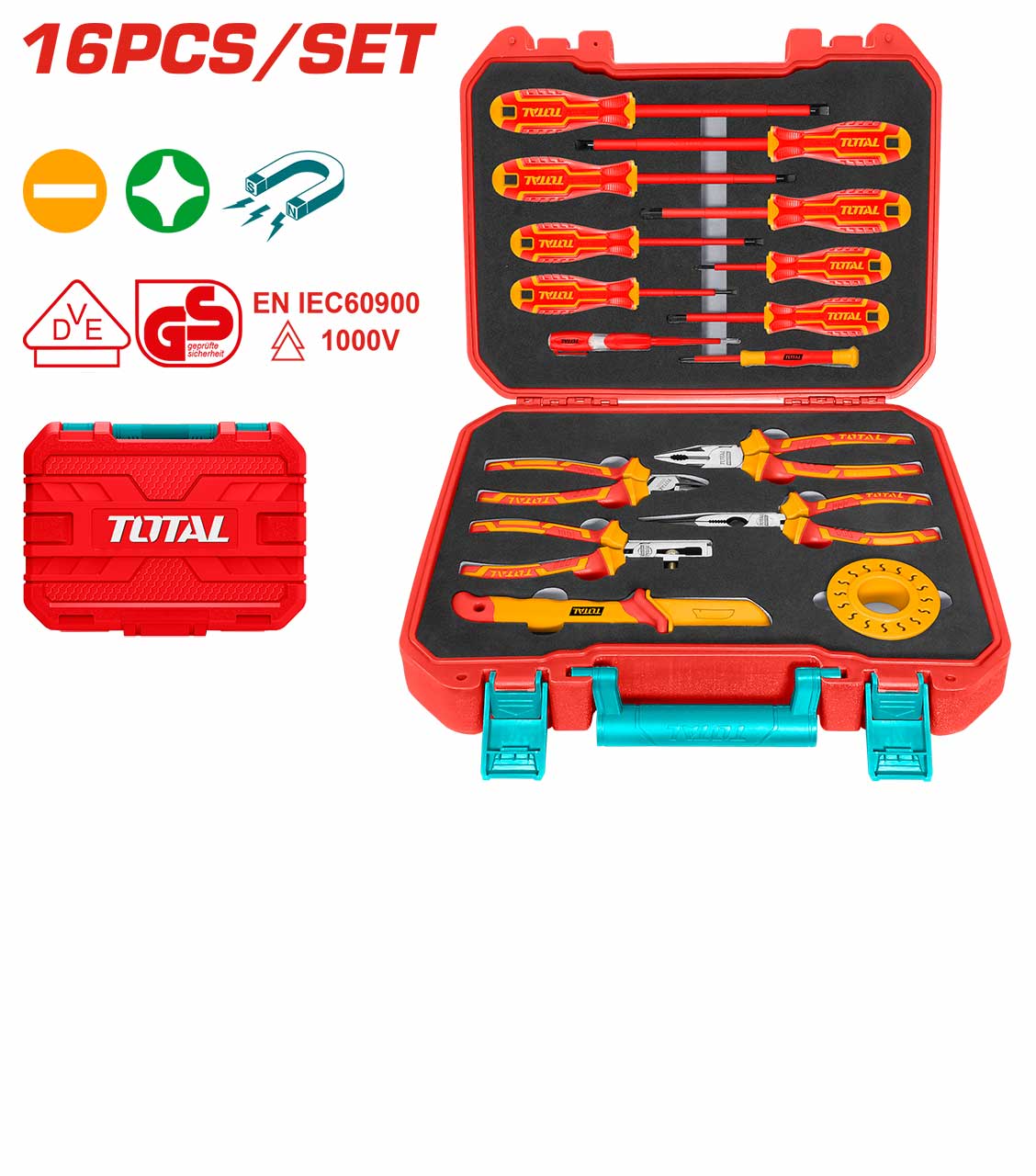 TOTAL Insulated Hand Tools Set 16Pcs THKITH1601
