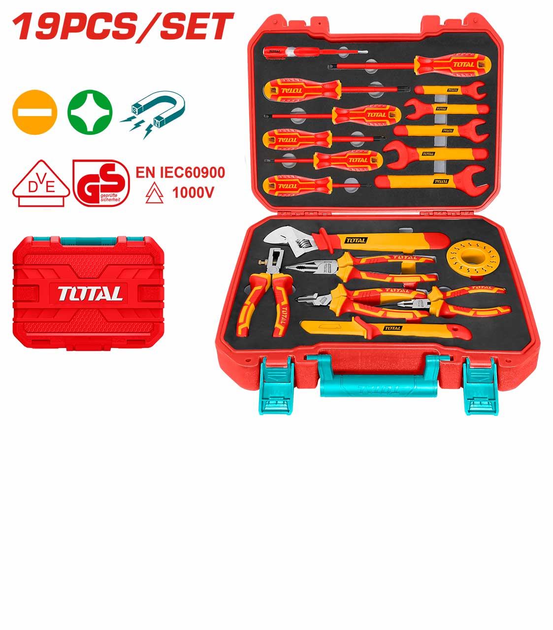 TOTAL Insulated Hand Tools Set 19Pcs THKITH1901