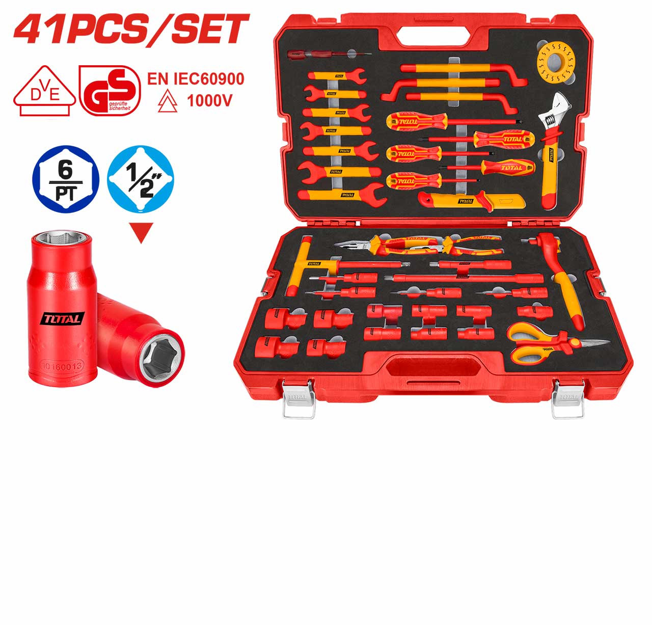 TOTAL Insulated Hand Tools Set 41Pcs THKITH4101