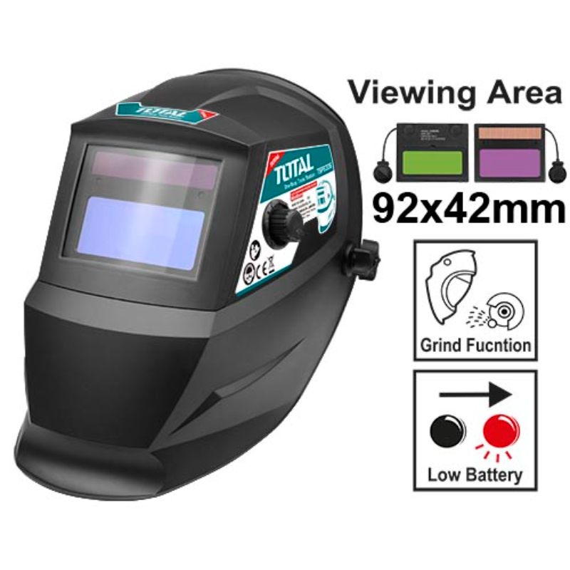TOTAL Auto Darkening Welding Helmet 92 × 42 mm Dark shade 9 - 13 TSP9306