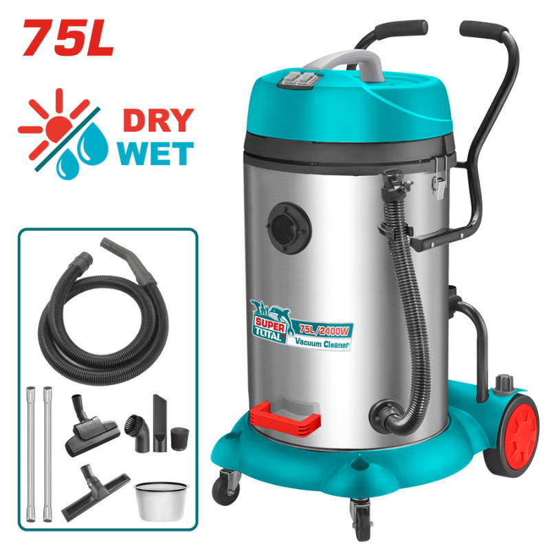 TOTAL Electric Home Vacuum Cleaner Wet & Dry 2400W 75L TVC24751