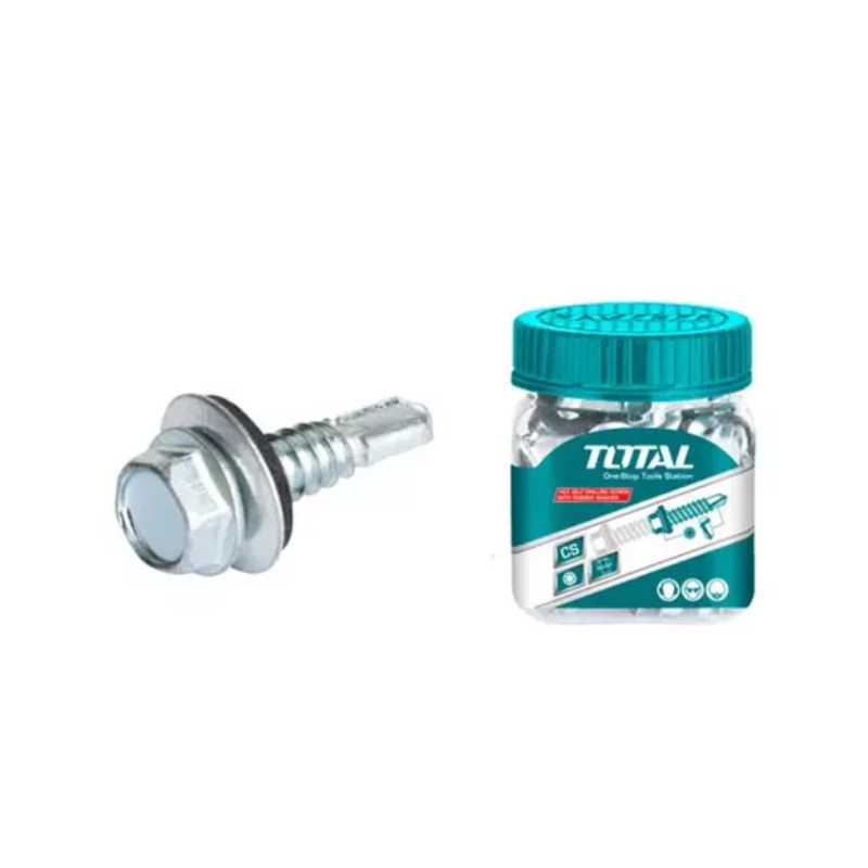 TOTAL Hex self Drilling Screw With Rubber washer 1inche 6.3x25mm 50Pcs WJSS6302521