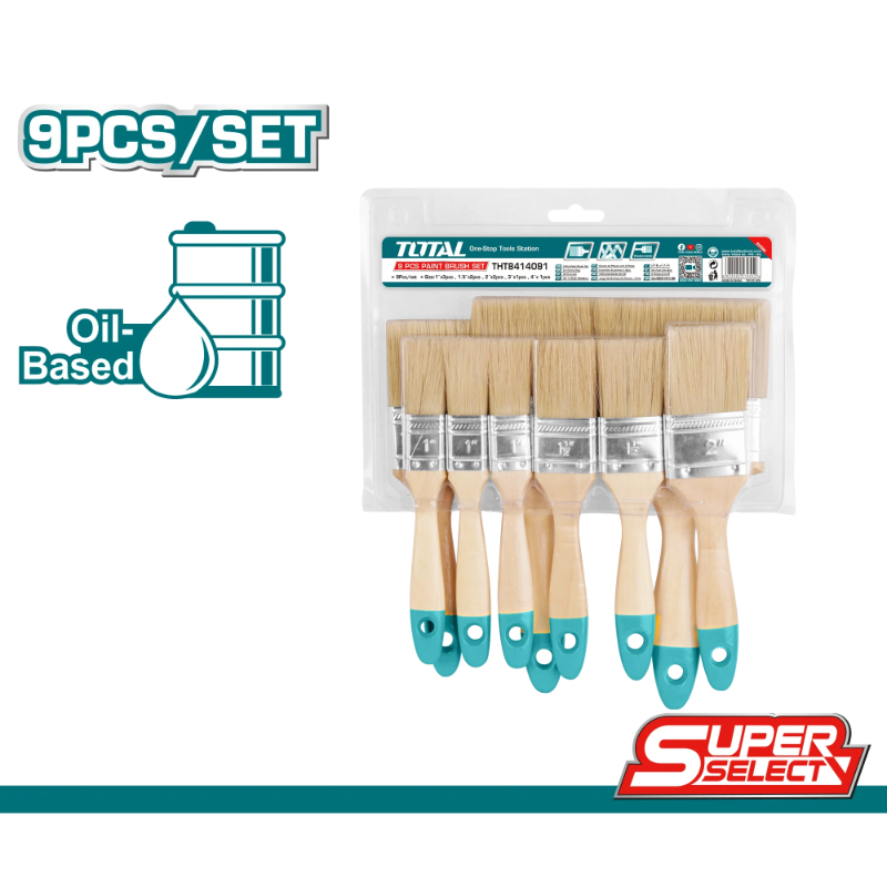 TOTAL Paint Brush Set 9Pcs THT8414091