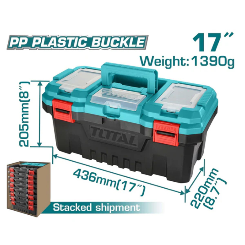 TOTAL Plastic Tool Box 17inche Max Load 15kg Length 43.6cm Width 22cm TPBX0171