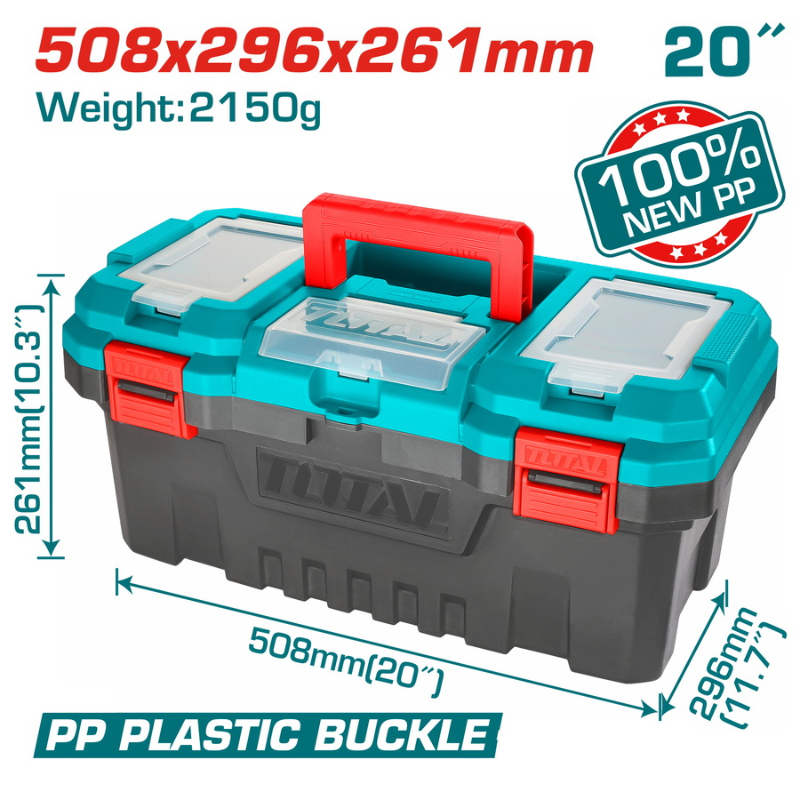 TOTAL Plastic Tool Box 20inche Length 50.8cm Width 29.6cm Max Load 20Kg TPBX0201
