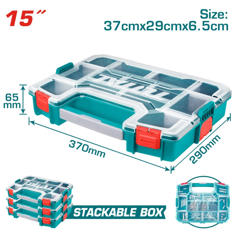 TOTAL Plastic Tool Box 15inches Length 37cm Width 29cm TPBX1151