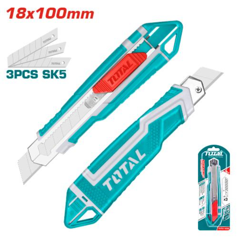 TOTAL Snap-off blade Knife 169mm with 3 Blades THT511836
