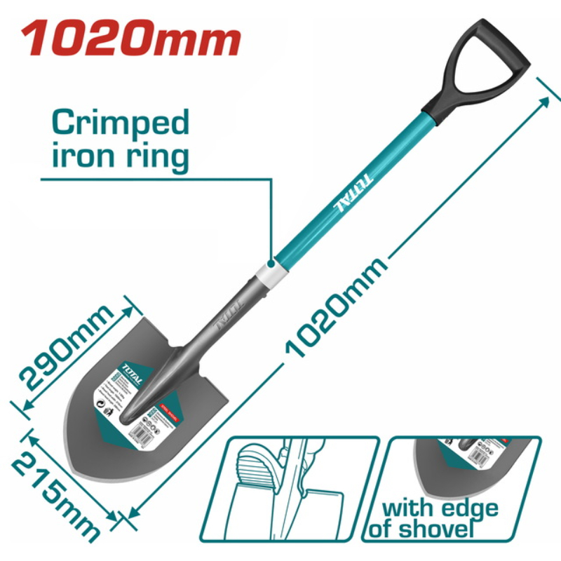 TOTAL Steel Shovel withThe Fiber Glass Handle 1m THTH12102