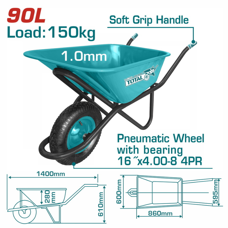 TOTAL Wheel Barrow 90L THTWB84018G