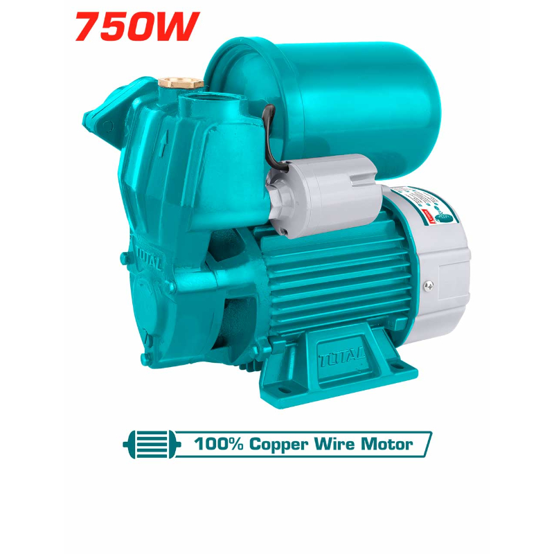 TOTAL Electric Automatic Self-priming Water Pump 750W 1.0Hp Rated Flow 50L/min Pipe Diameter 1inche TWP97505
