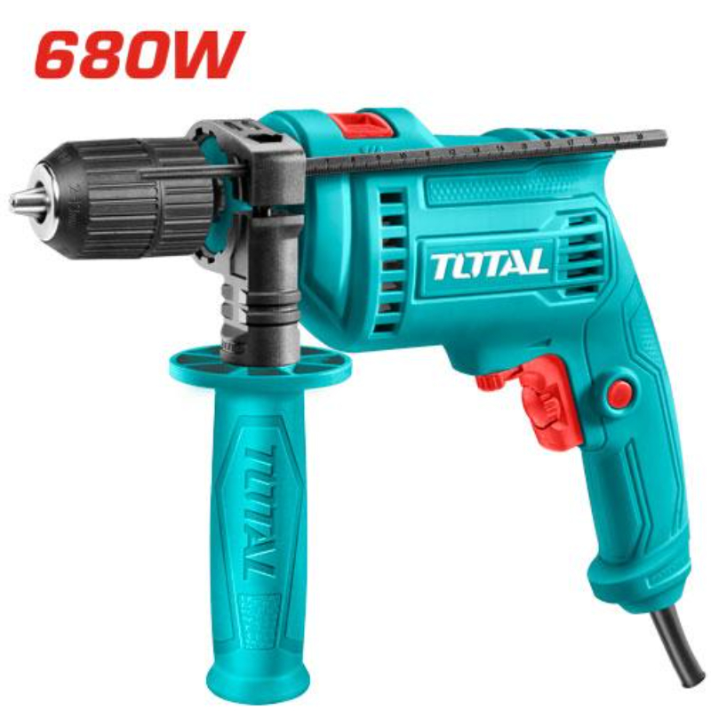 TOTAL Electric Impact Drill Plastic Automatic Chuck 680W 13mm 3000 RPM TG1061356-2