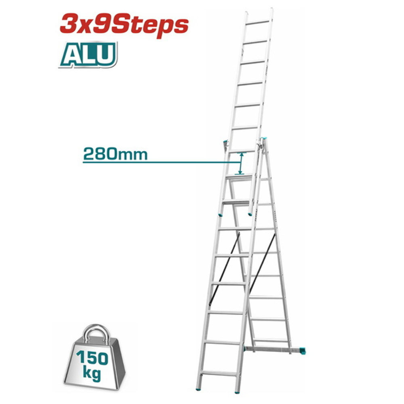 TOTAL 3 Section Extension Ladder 5.92m THLAD03391