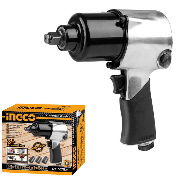 INGCO Impact Wrenches Pneumatic Square drive12.5mm1/2 inches Maximum Torque 610 Nm Air Pressure 6.3 bar Air Consumption 142.5 L/min AIW12561