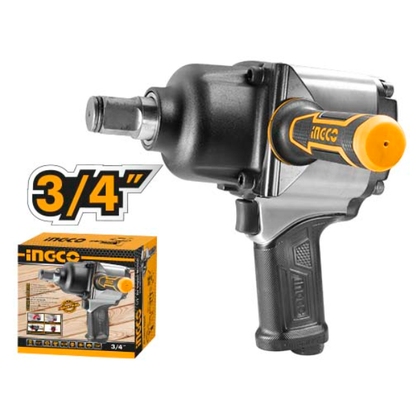 INGCO Impact Wrenches Pneumatic Square drive 19mm 3/4 inches Maximum Torque 1600Nm Air Pressure 6.3bar Air Consumption 256l/min AIW341302