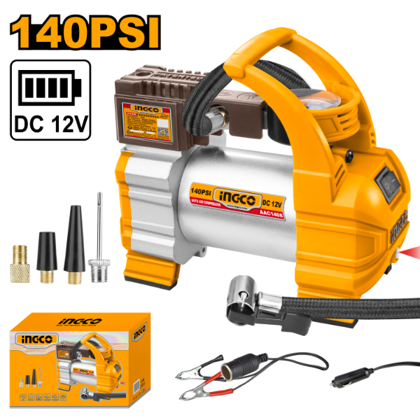 INGCO Portable Tire Inflator 12V Current10A Maximum pressure 10bar Max Air Flow 35L/min AAC1408