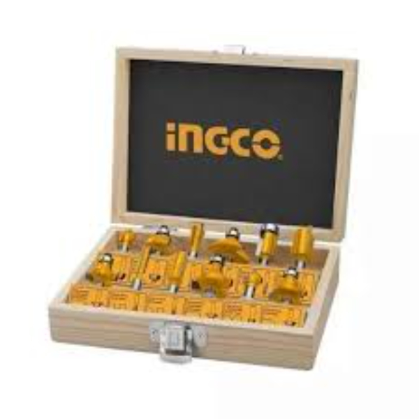 INGCO Router Bits Set Shank diameter 12mm Carbon Steel  12 Pcs yellow AKRT1221