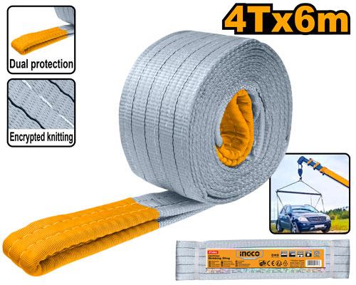 INGCO Handheld Ratchet Strap Length 6m, Width 120mm Polyester Weight Capacity3 Ton 1 Pcs Silver HWSP0406