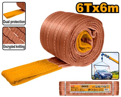INGCO Handheld Ratchet Strap Length 6 m, Width 180 mm Polyester Weight Capacity 6 ton 1 Pcs Brown HWSP0606