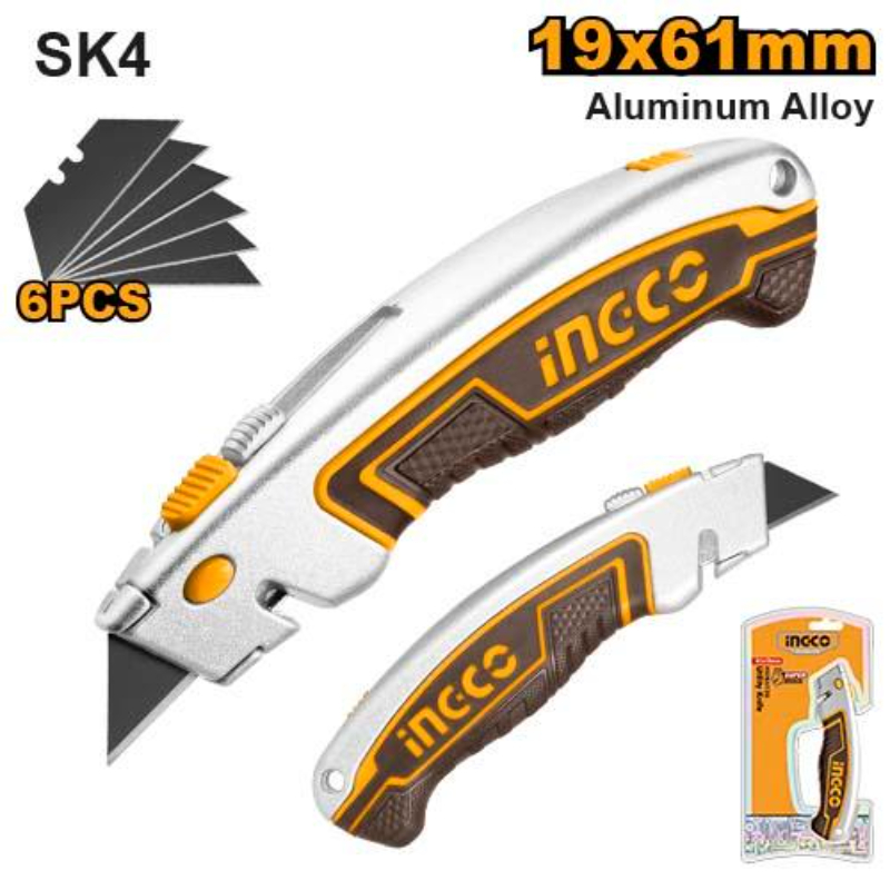 INGCO Handheld Utility Knife Steel, Aluminum, 
Plastic 1 Pcs Black, Silver, Yellow HUK6128