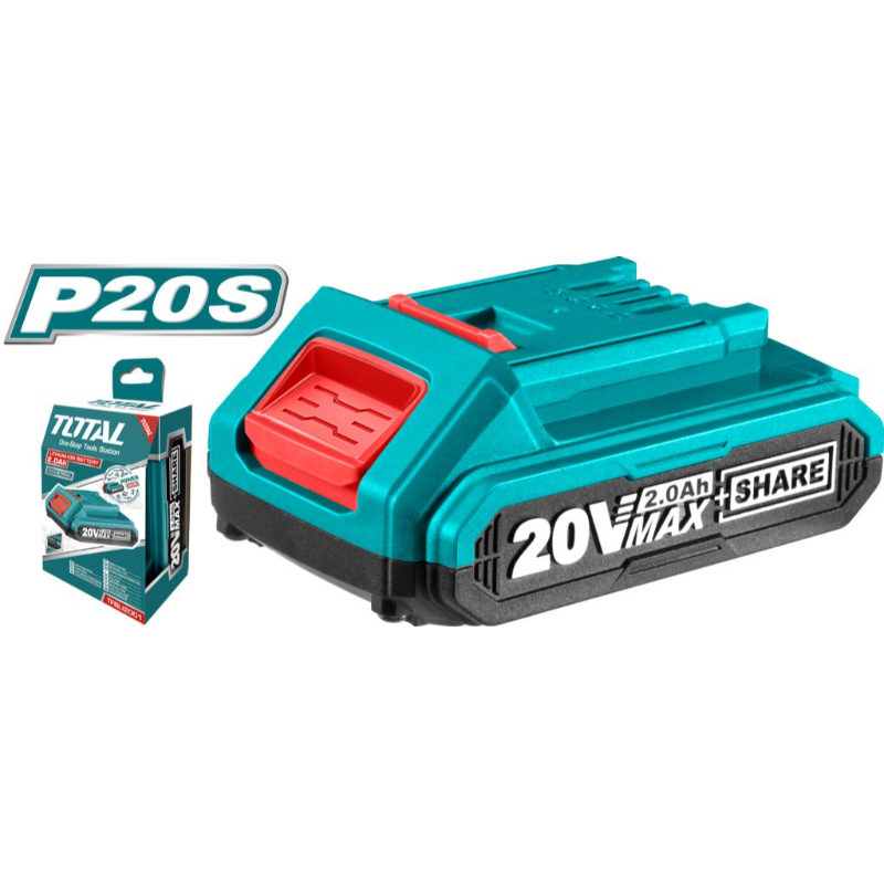 توتال P20S بطارية ليثيوم ايون، 20 فولت، 2.0 امبير ساعة، متوافق مع جميع أدوات P20S المتعددة، TFBLI20011
