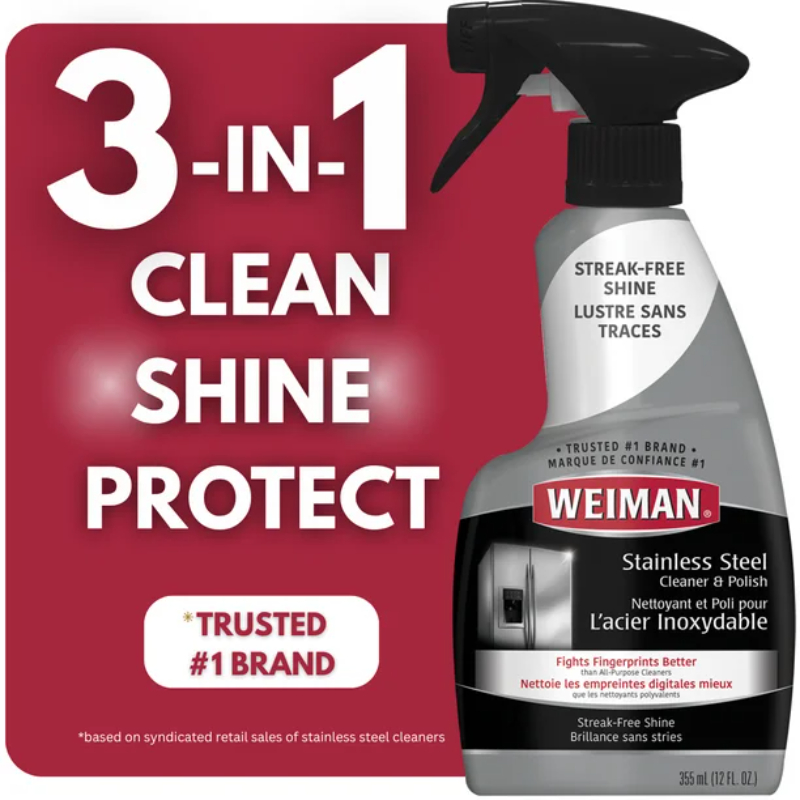 Weiman Stainless Steel Cleaner & Polish, 350ml Removes & Resists Fingerprints, Floral Scent, Streak-Free Shine 41598000768