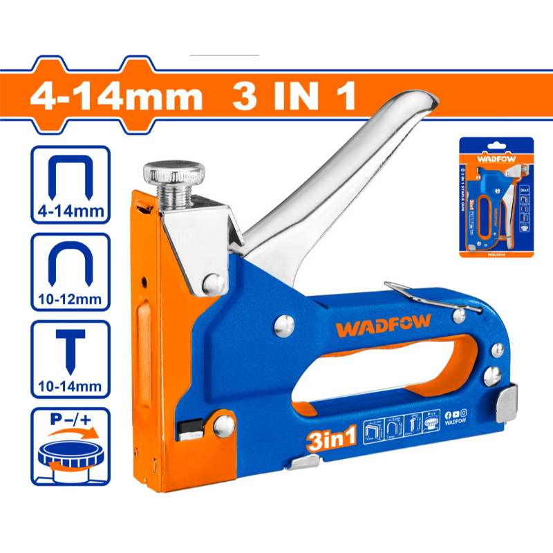 WADFOW Staple Gun Tacker Tacker 3 in 1, 4-14mm, No Wire Included WGU2614