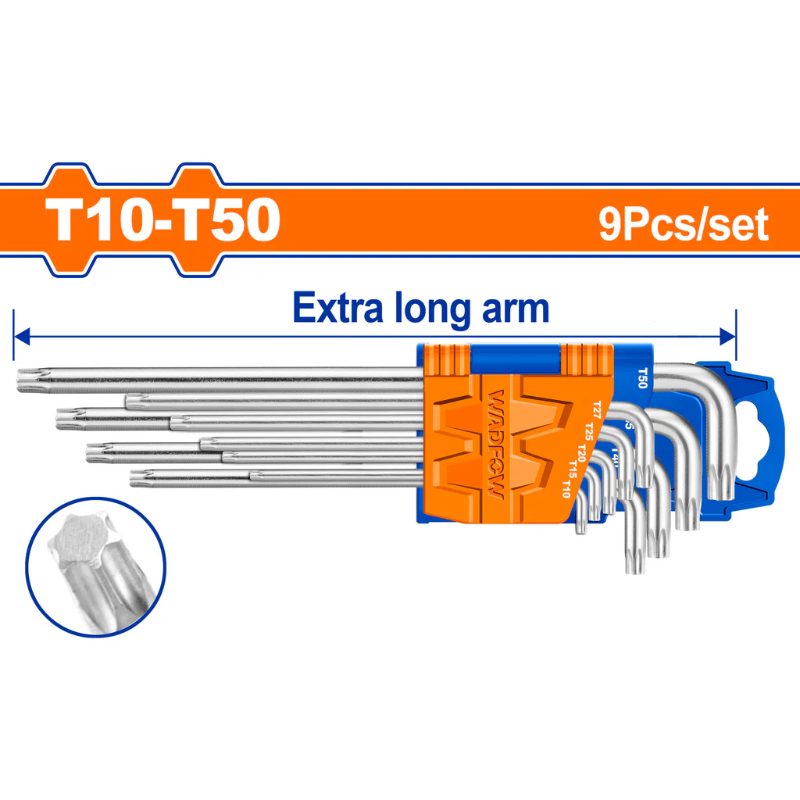 WADFOW Torx Key Set Size from T10 to T50 9Pcs WHK3292