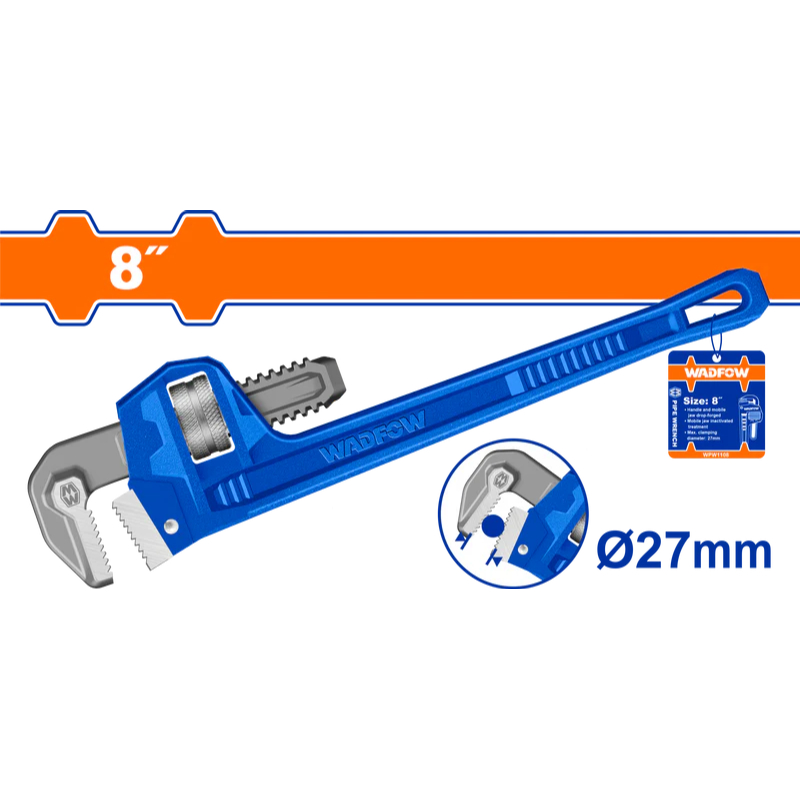 WADFOW Adjustable Pipe Wrench 8 inche clamp diameter 27mm WPW1108
