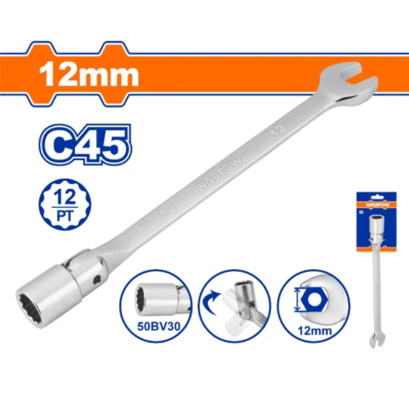 WADFOW Open End Swivel Head Socket Spanner Wrench 12mm WTH1E12