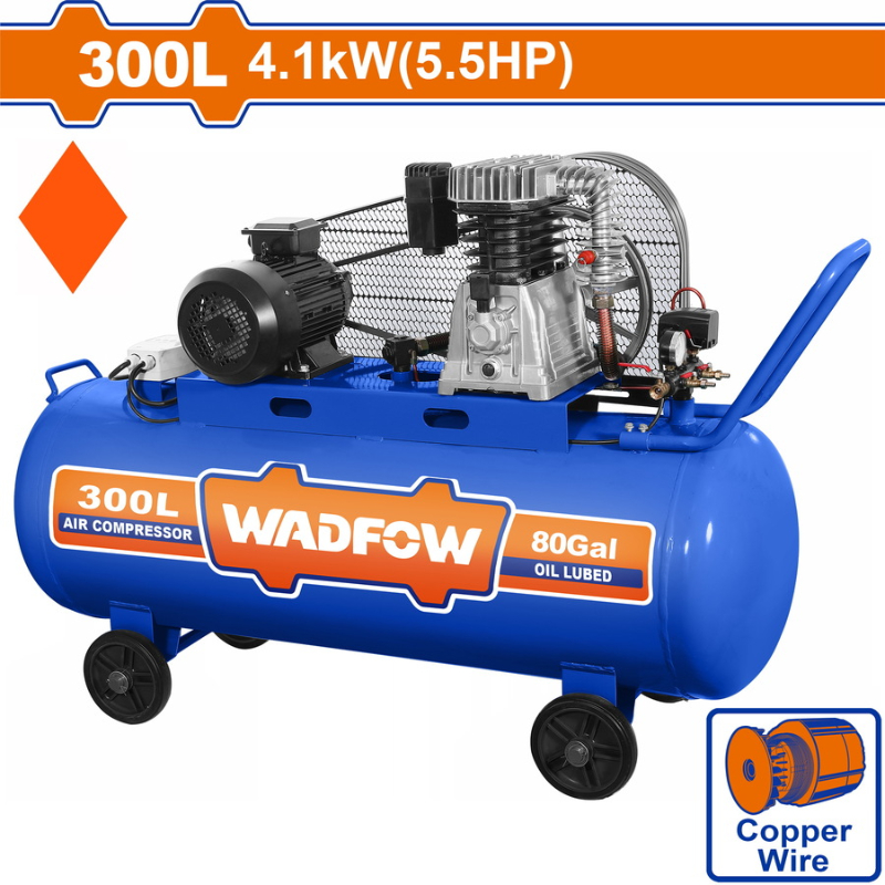 WADFOW Electric Air Compressor 4100W maximum Operating pressure 8 bar 5.5HP 300L WAP4R33
