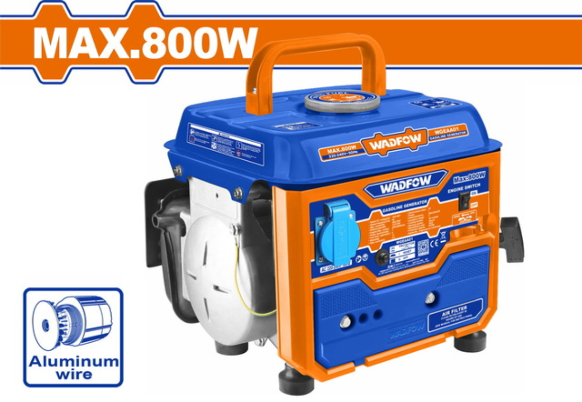 WADFOW Gasoline Generator 800W 3000 RPM Fuel tank 4.0Lit Displacement 63cc Starting system recoil WGEAA01