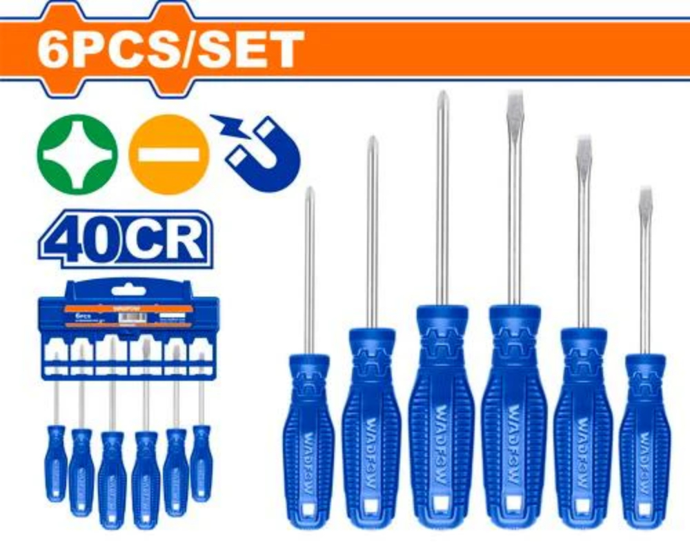 WADFOW Screwdriver Set Star And Flat 6Pcs , Steel WSS2206