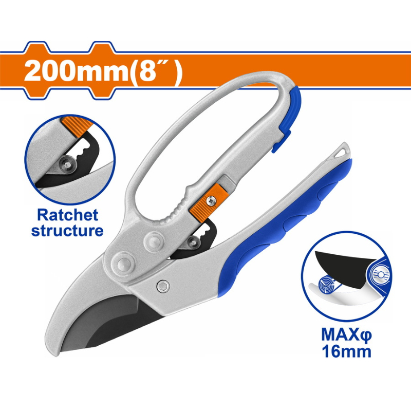 WADFOW Pruning Shear, Aluminium Body and Carbon steel Blade, Aluminium, Size 200mm WPA1E03