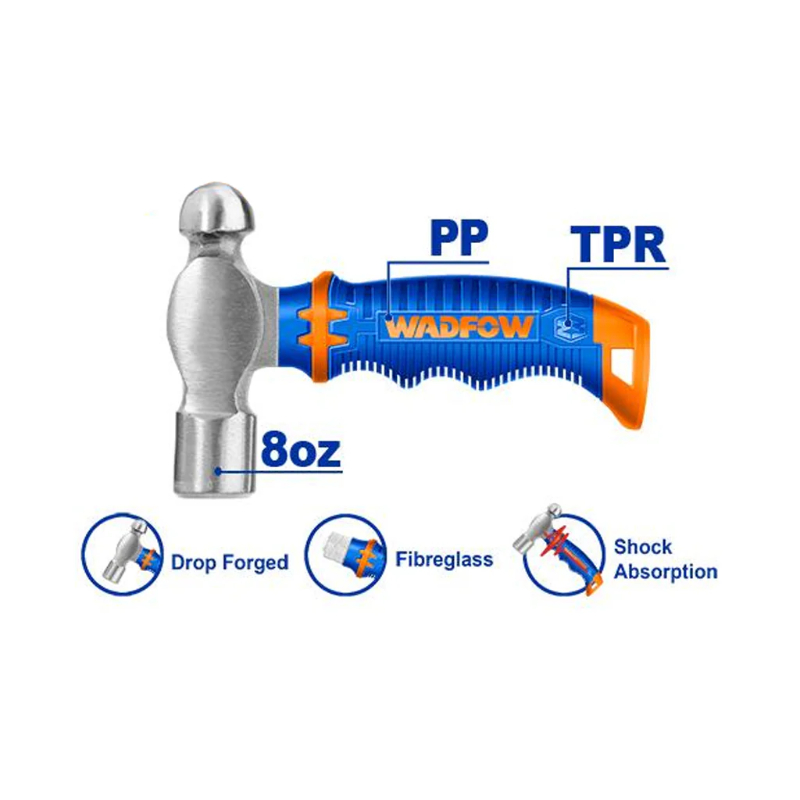WADFOW Ball Pein Hammer, Carbon Steel Head 220g WHM53D8