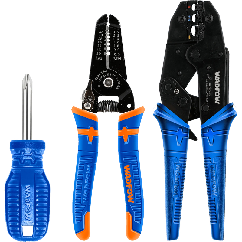 WADFOW Crimping Pliers Set with Wire Stripper and Screwdriver, 7Pcs WHS1B07