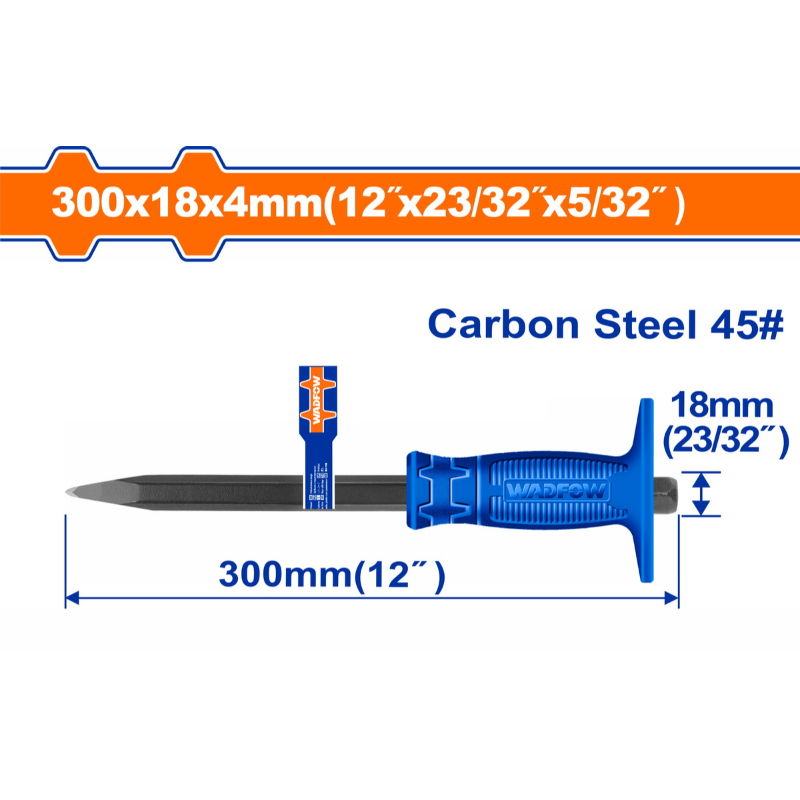 WADFOW Concrete Chisel Length: 300mm 700g Head Size 18mm WCC1304