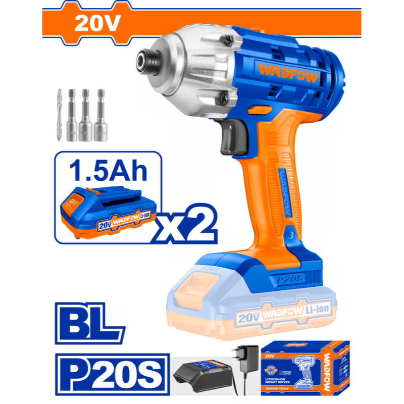 WADFOW Cordless Impact Drill Battery 20V Max. Torque 170NM 2300 RPM Included 2 Batteries 2.0Ah WCD2512