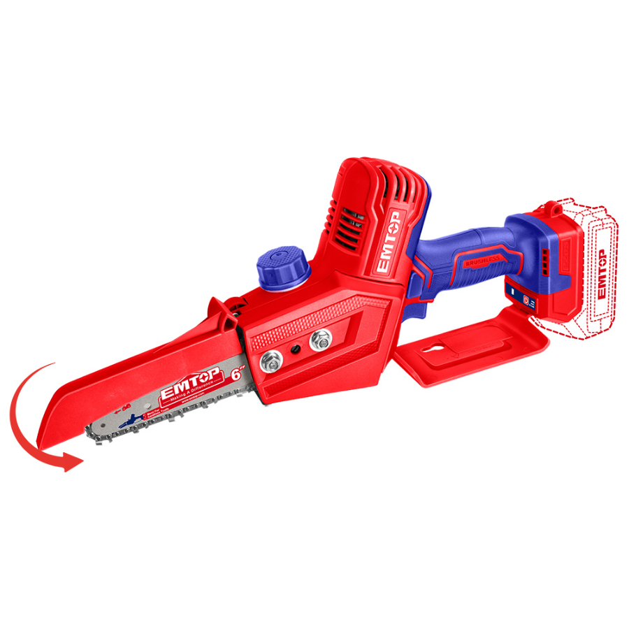 Emtop Cordless Mini Chain Saw 20V 11m/s Bar length: 15cm (6inch) Without Battery ELGA2068