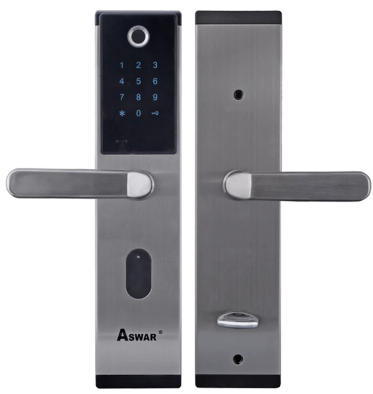 اسوار قفل ذكي للابواب الخشبية يعمل ببطارية 9 فولت كما يدعم بصمة الاصبع AS-AXE-FL-S9