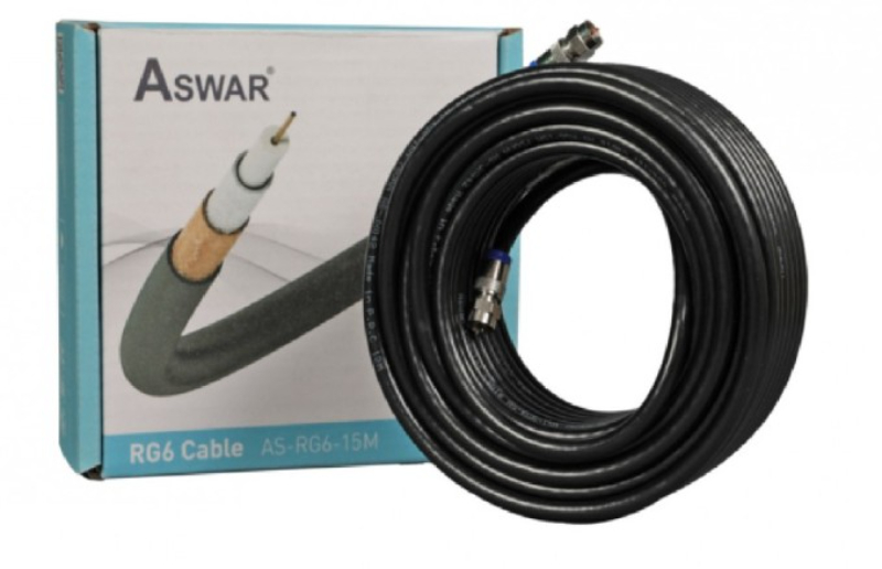اسوار كيبل اسوار كوكسل للستلايت بطول 30 متر لون اسود AS-RG6-30M