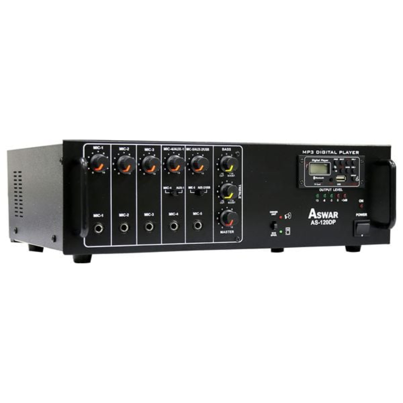 Aswar Amplifier, 1 Input, 120W, 100V Output, Bluetooth, Black, AS-120DP