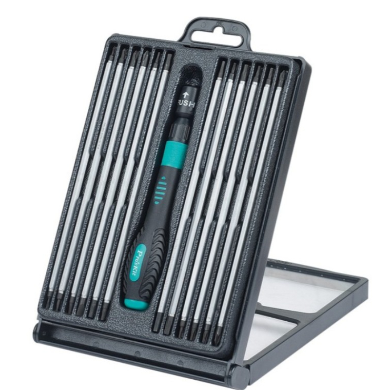 Pro'sKit Reversible Ratchet Precision Screwdriver Set24-In-1 Chrom Flat, Hex,Phillips, Pozidriv, Torx SD-9824