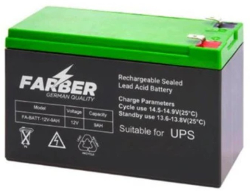FARBER SLA  Battery 12V 9AH (Sealed Lead Acid) FA-BATT-12V-9AH
