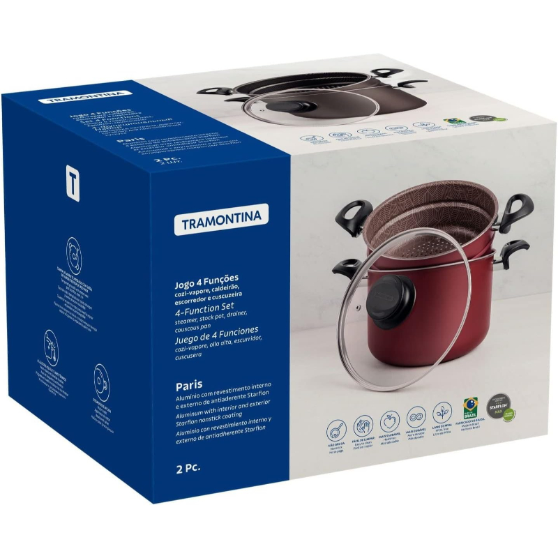Tramontina Aluminum Steamer With Non-Stick Interior, 22 cm Diameter 28538/722