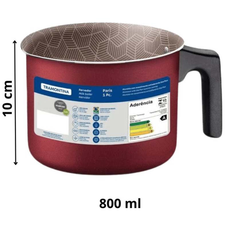 Tramontina Aluminium Pot With Starflon Max Non-Stick Interior And Exterior Coating, 10 cm, 0.8 L, Paris 28531/710