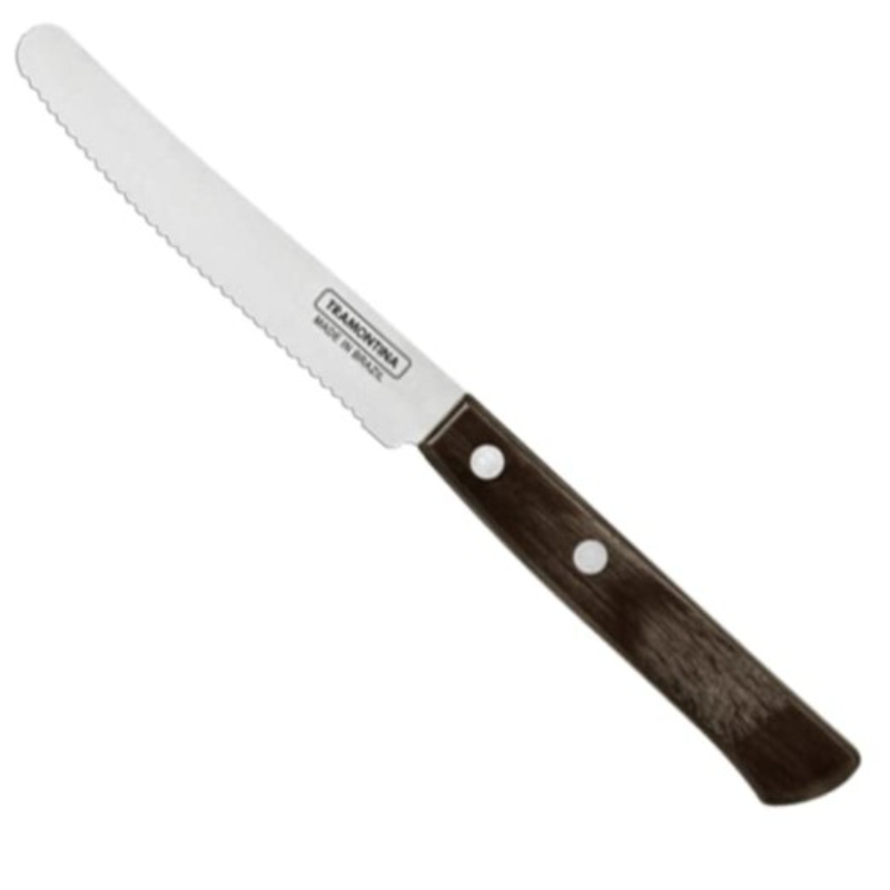 Tramontina 5 Inch Stainless Steel Utility Knife With Brown Treated Polywood Handle 29810/198