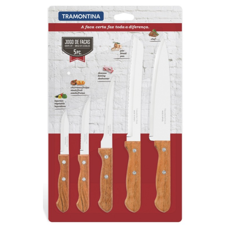 Tramontina 5-Piece Multi-Purpose Wooden Knife Set 22399/082